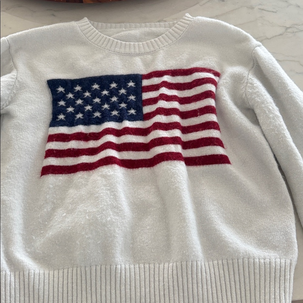 Women's White Sweater with American Flag Design